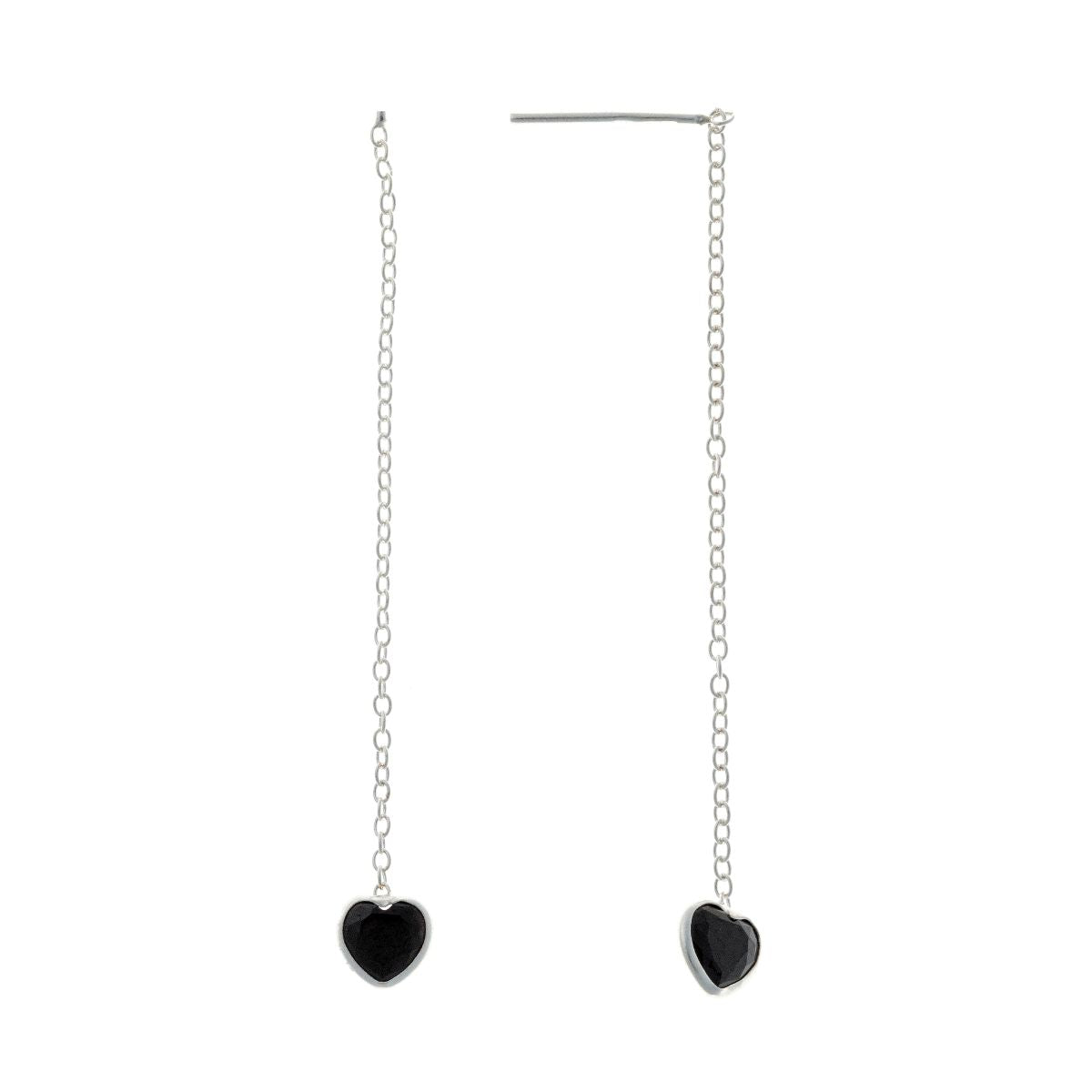 Pendientes de cadena con forma de corazón de plata de ley