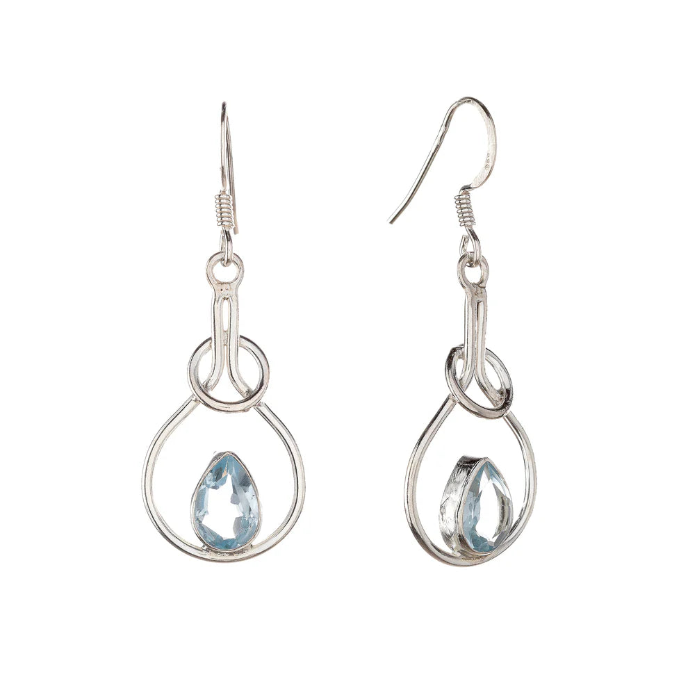 Pendientes de topacio azul en plata de ley