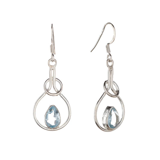 Pendientes de topacio azul en plata de ley