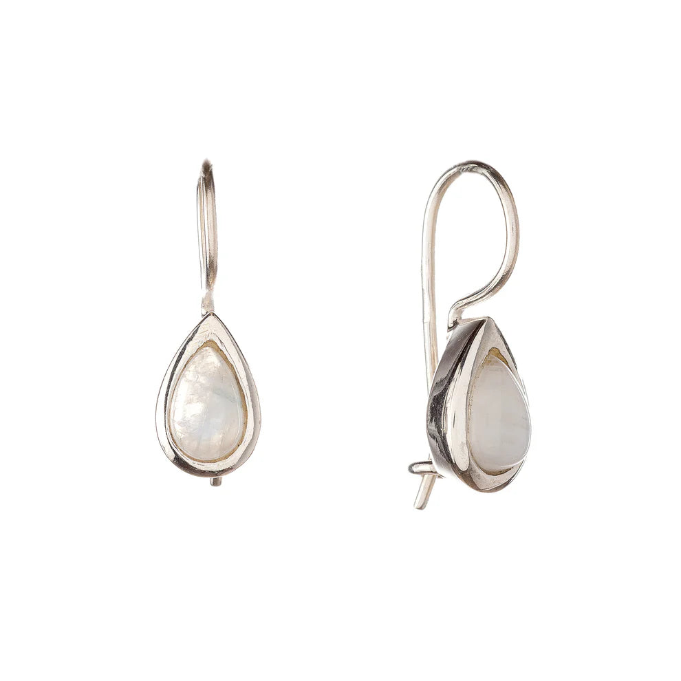 Pendientes de piedra lunar de plata de ley