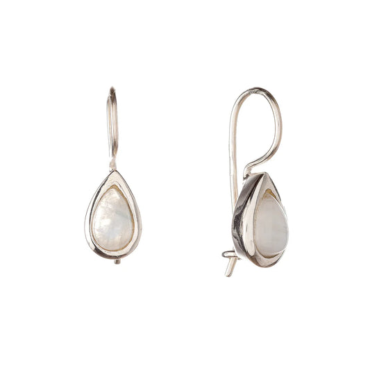 Pendientes de piedra lunar de plata de ley