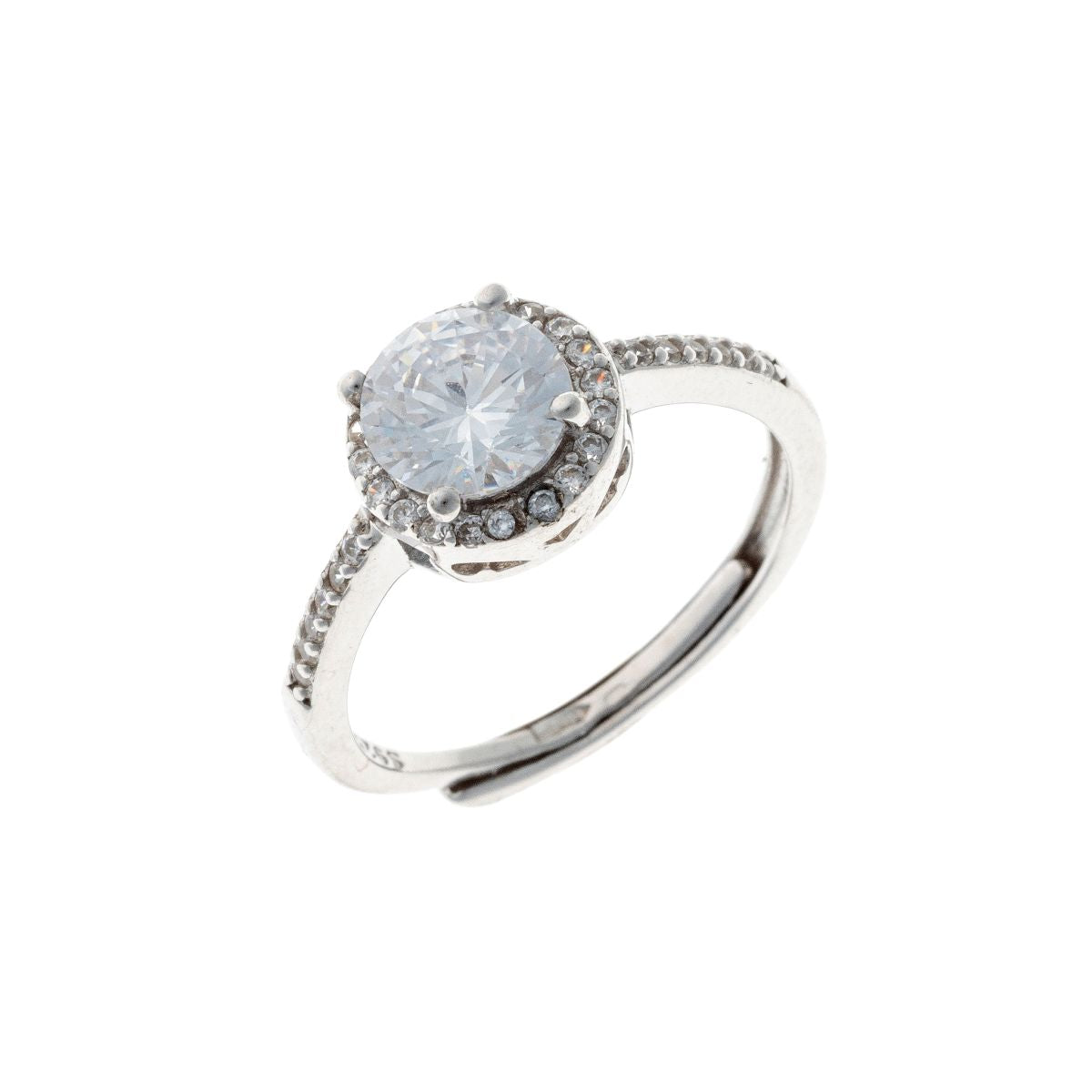 Anillo de plata de ley con cristal de circonita cúbica