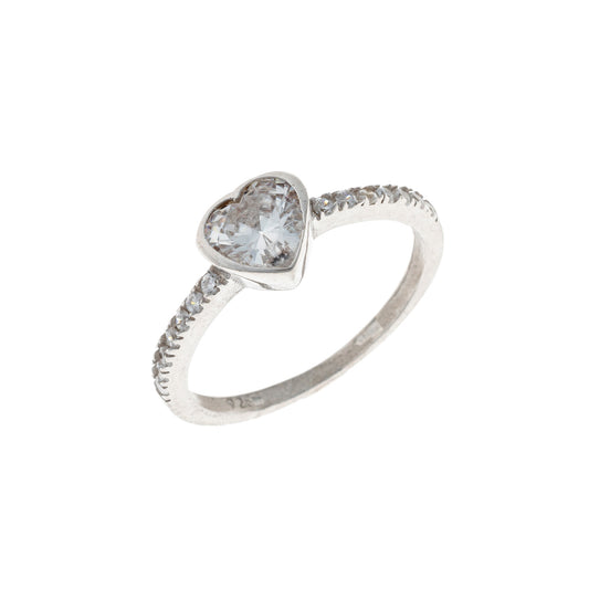 Anillo de corazón de plata de ley