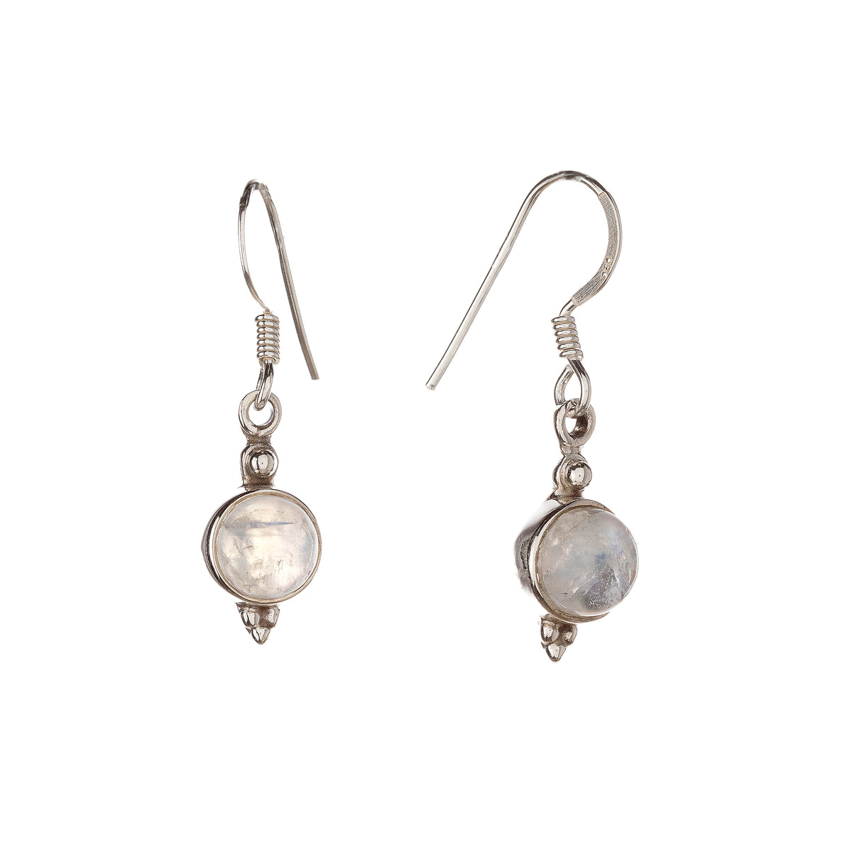 Pendientes de piedra lunar de plata de ley
