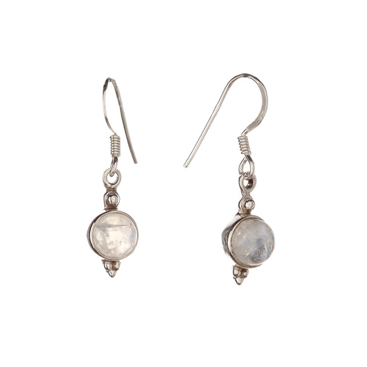 Pendientes de piedra lunar de plata de ley