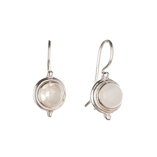 Pendientes de piedra lunar de plata de ley