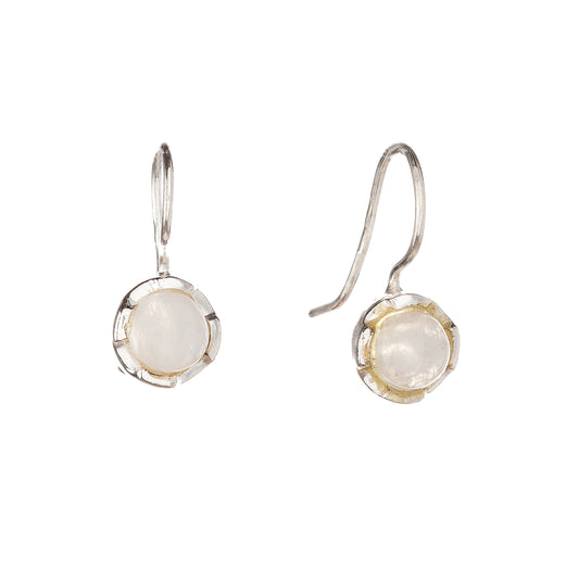 Pendientes de piedra lunar de plata de ley