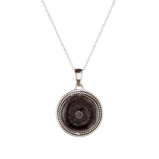 Collar con colgante de ortoceras en plata de ley