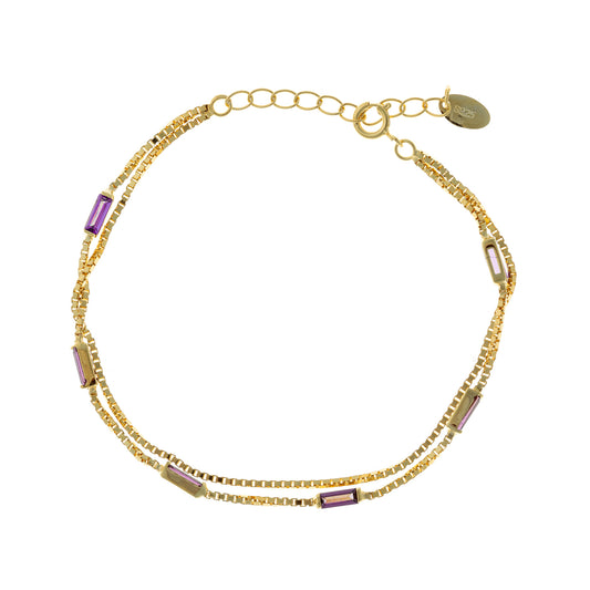 Pulsera de cadena de plata de ley con circonitas
