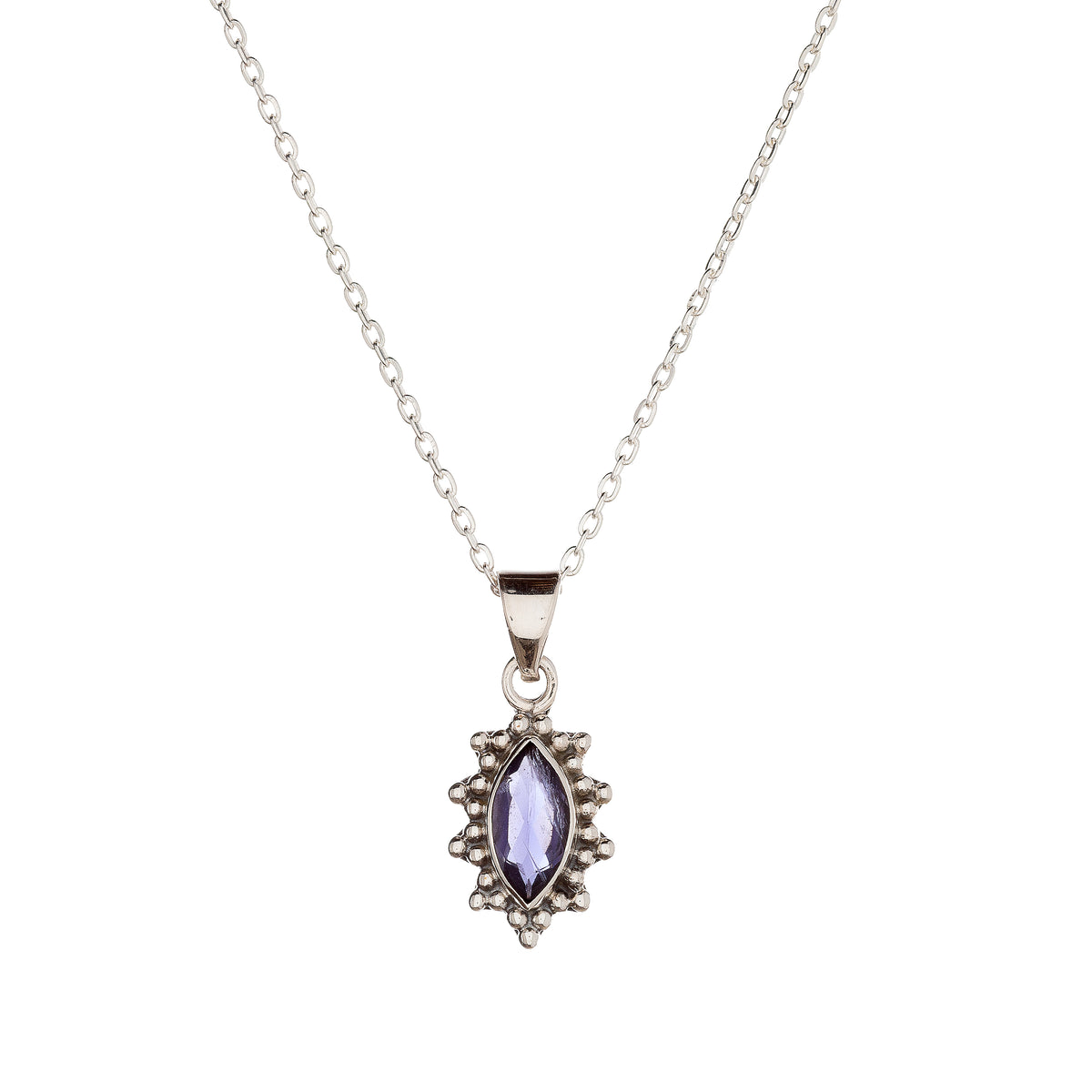 Collar con colgante de iolita en plata de ley