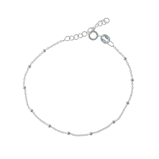Pulsera de cadena de cuentas de plata de ley