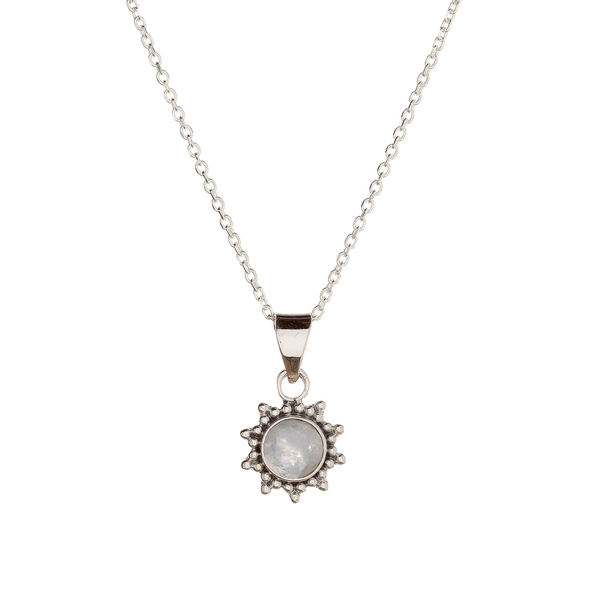 Collar con colgante de piedra lunar en plata de ley