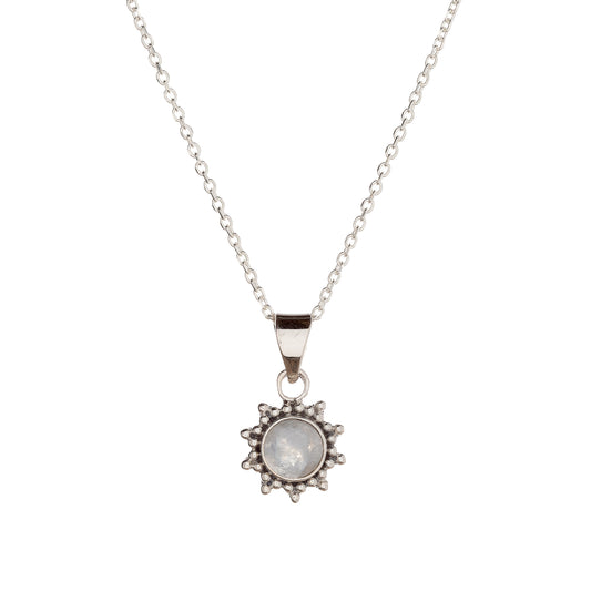 Collar con colgante de piedra lunar en plata de ley