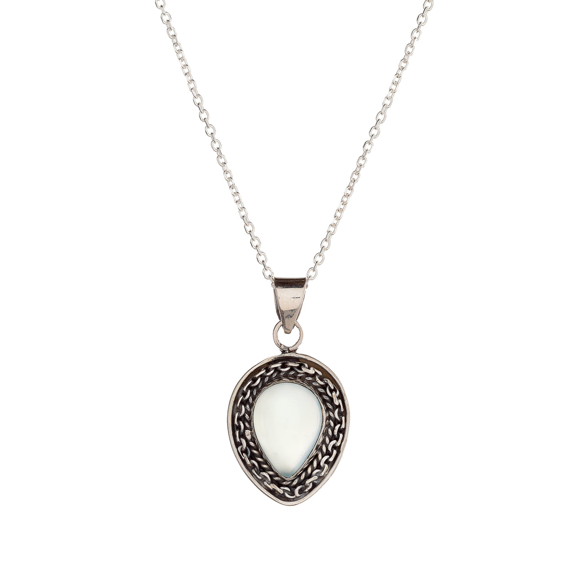 Collar con colgante de calcedonia en plata de ley