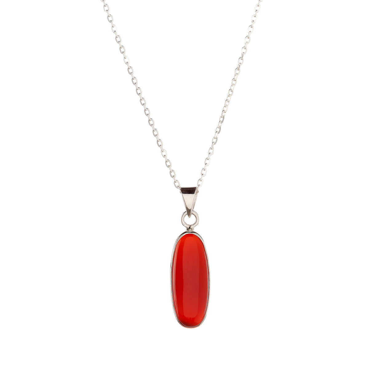 Collar con colgante de cornalina en plata de ley