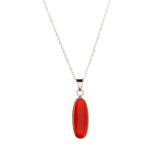 Collar con colgante de cornalina en plata de ley