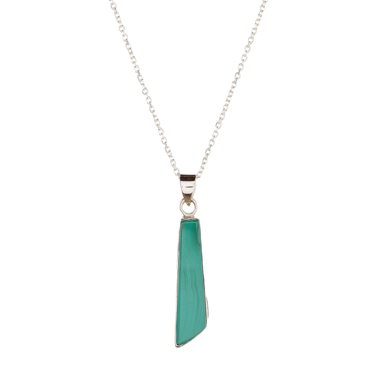 Collar con colgante de malaquita en plata de ley