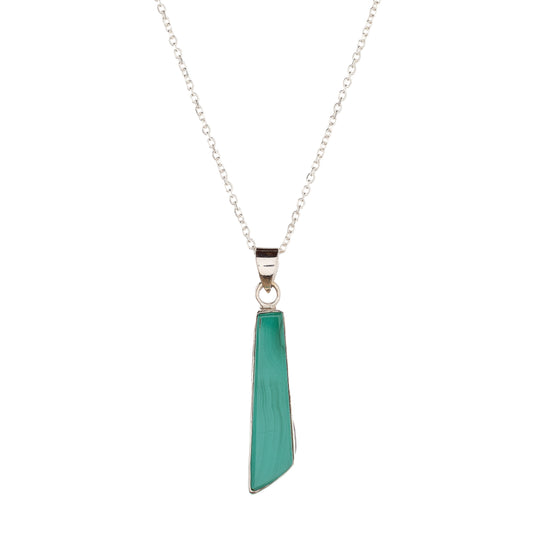 Collar con colgante de malaquita en plata de ley