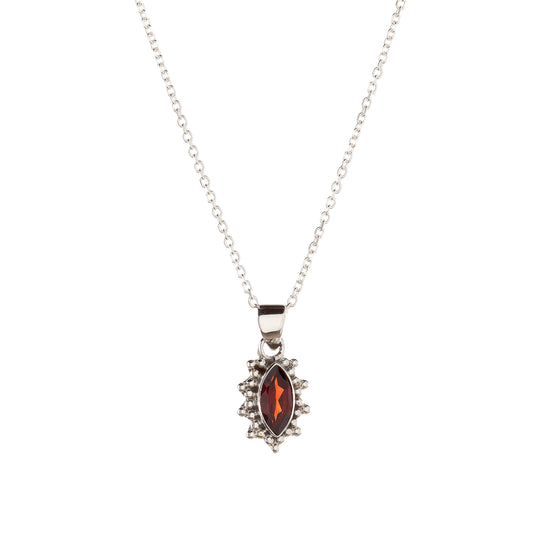 Collar con colgante de granate en plata de ley