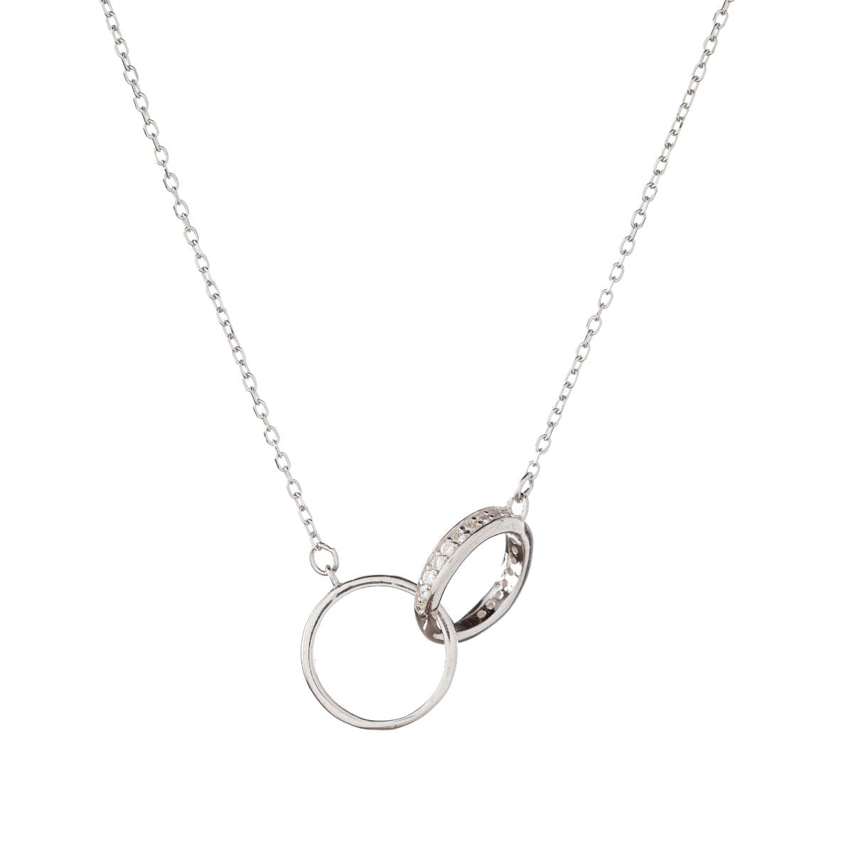 Collar de doble anillo de plata de ley