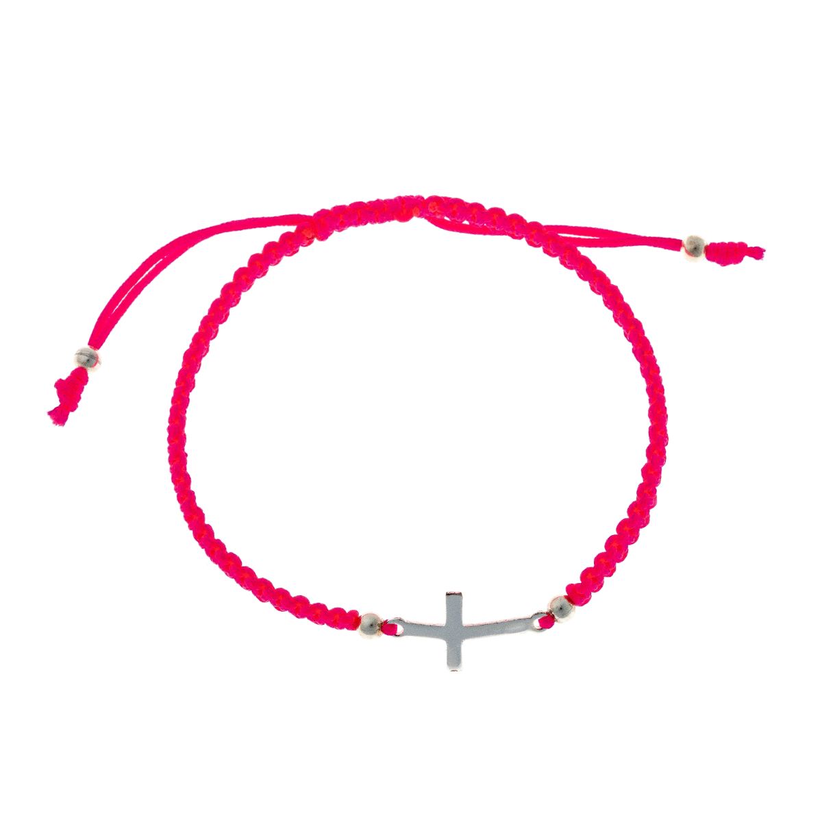 Pulsera de cruz de hilo de plata de ley