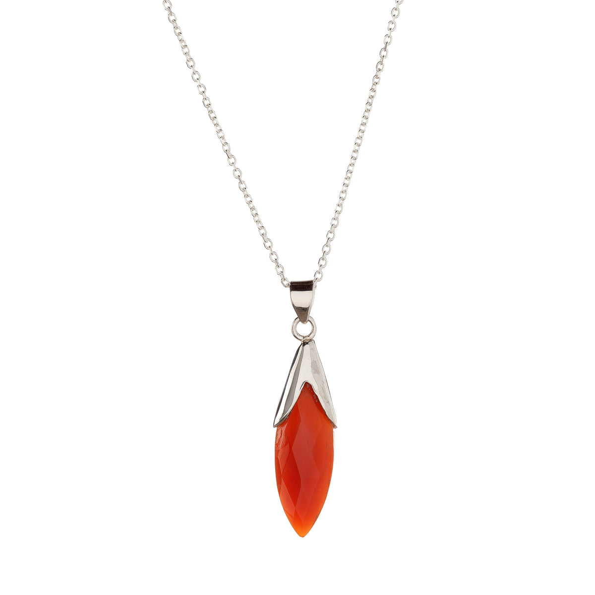 Collar con colgante de cornalina en plata de ley
