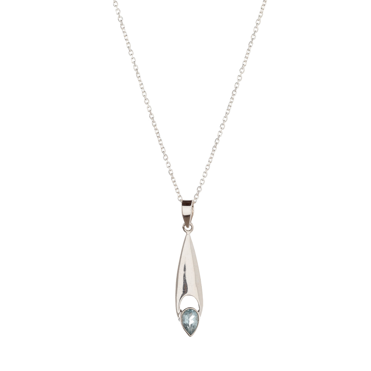 Collar con colgante de topacio azul en plata de ley