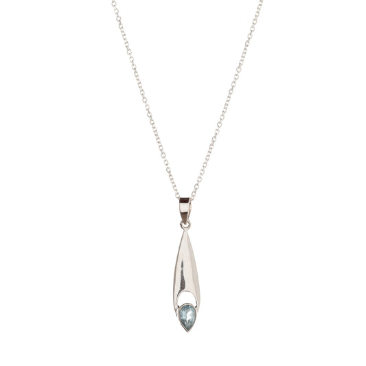 Collar con colgante de topacio azul en plata de ley