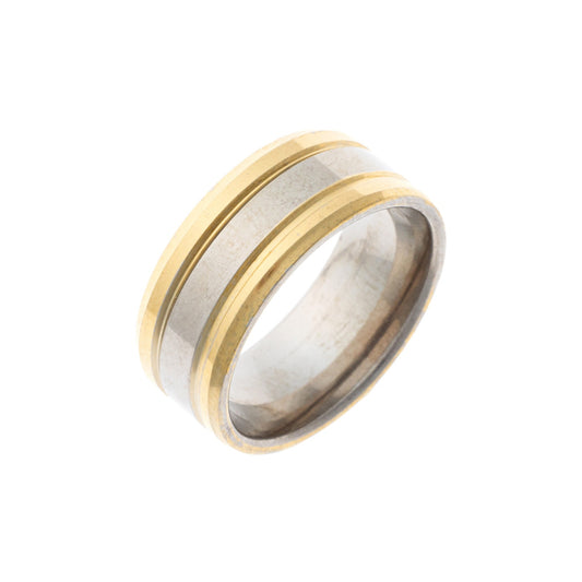 Anillo de acero inoxidable y oro