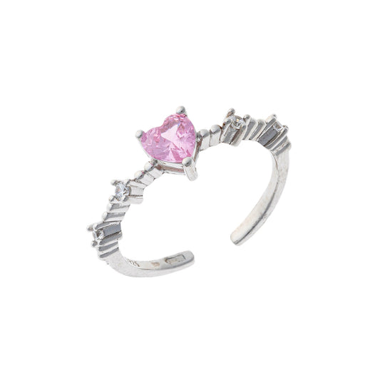 Anillo de Plata de Ley con Corazón de Circonita Cúbica