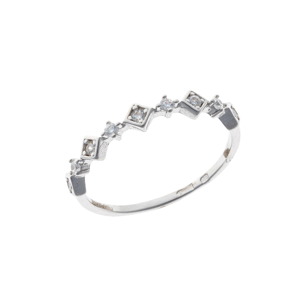 Anillo de banda de rombo de plata esterlina