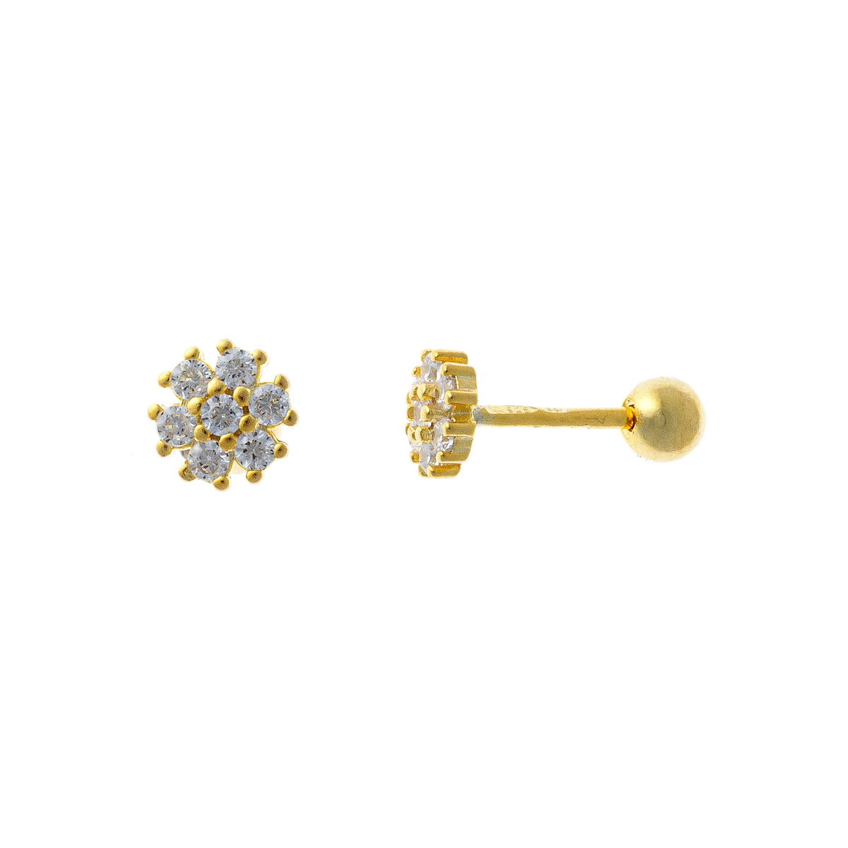 Aretes de plata esterlina con flor de rosca