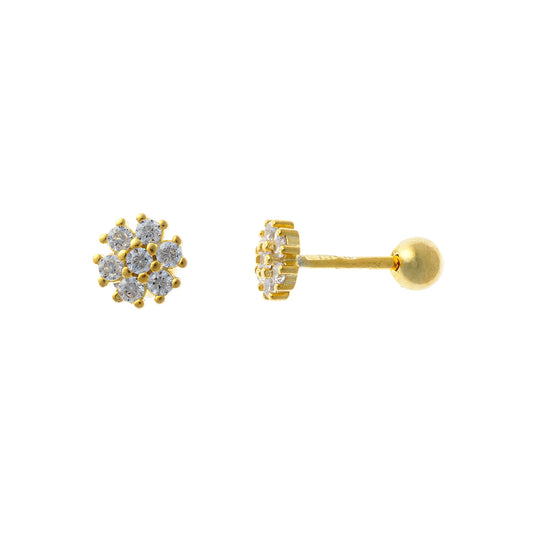 Aretes de plata esterlina con flor de rosca