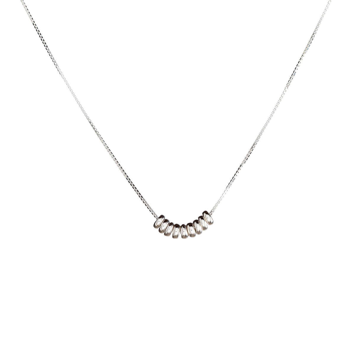 Collar de anillos de plata de ley