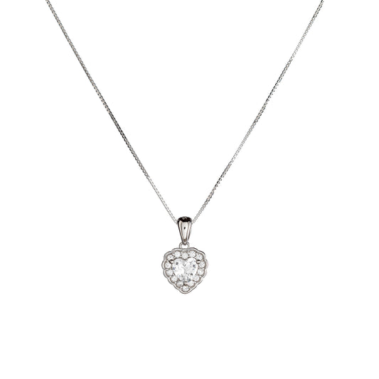 Collar de corazón de plata esterlina con circonitas