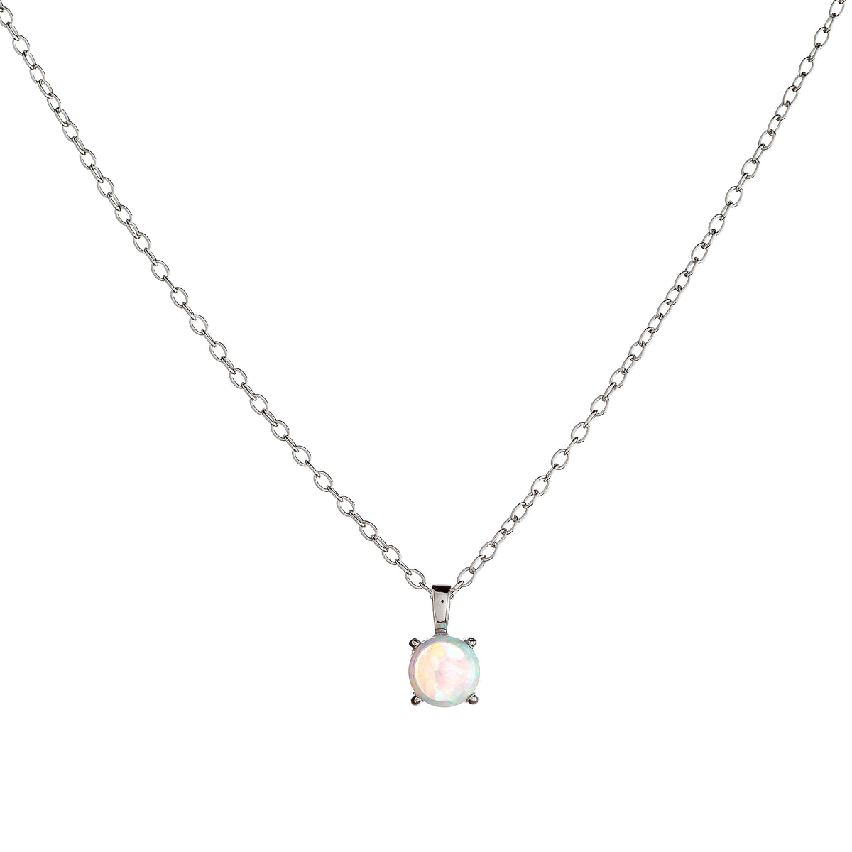 Collar de ópalo sintético de plata de ley
