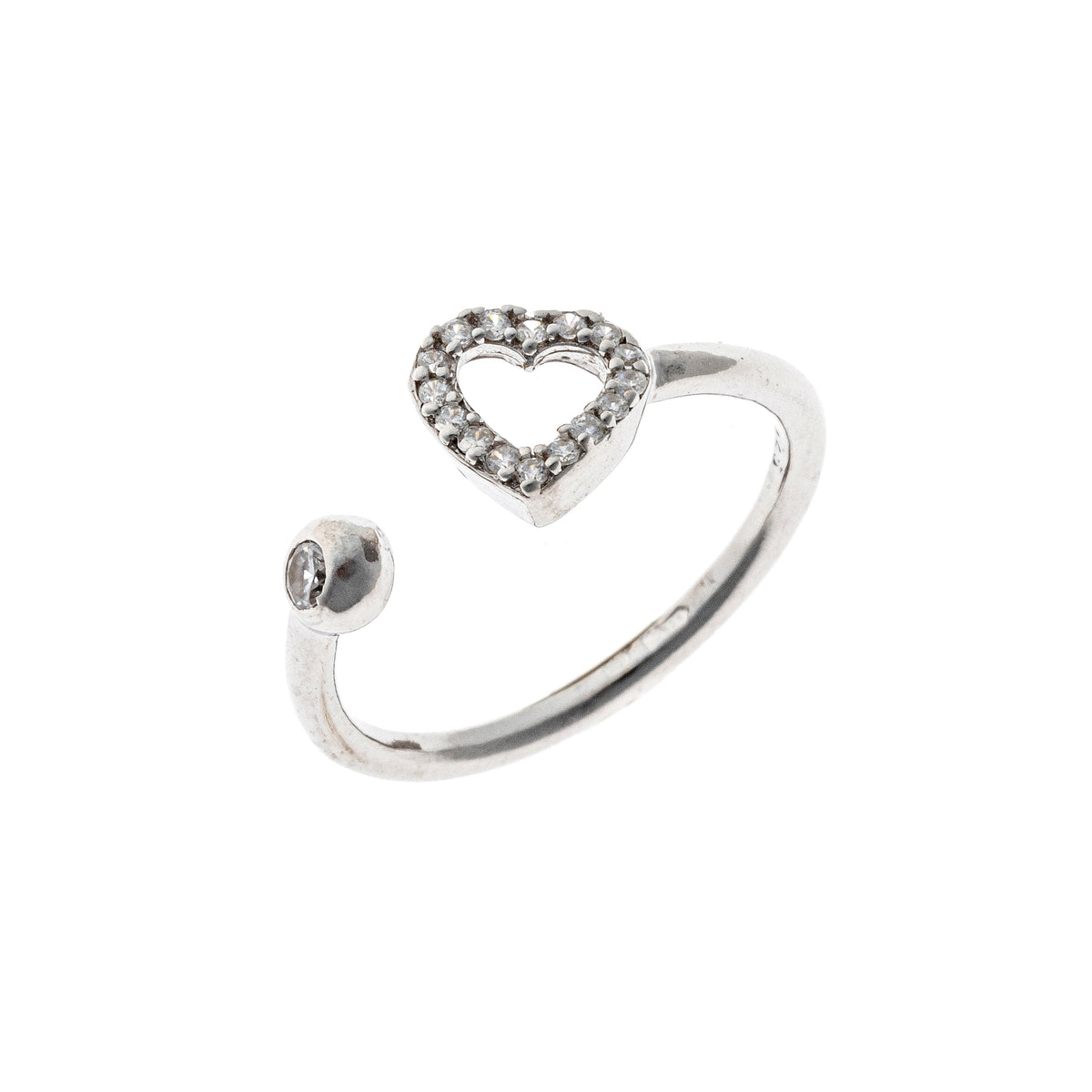 Anillo de Plata de Ley con Corazón de Circonita Cúbica