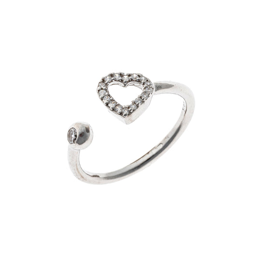 Anillo de Plata de Ley con Corazón de Circonita Cúbica