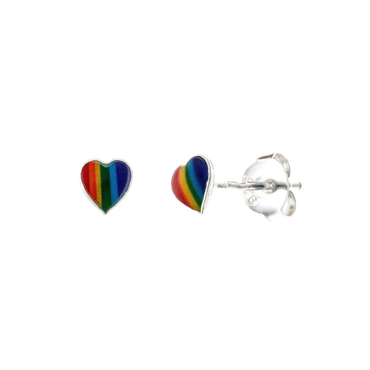 Pendientes de Plata Esterlina Corazón Arcoíris