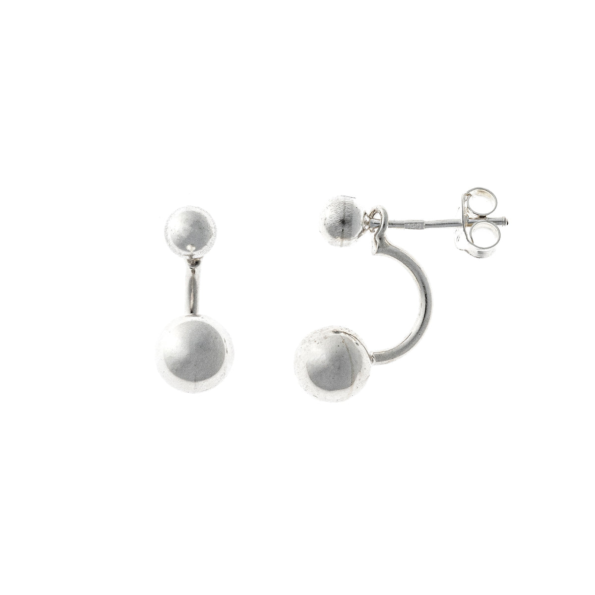 Aretes de plata de ley de dos piezas