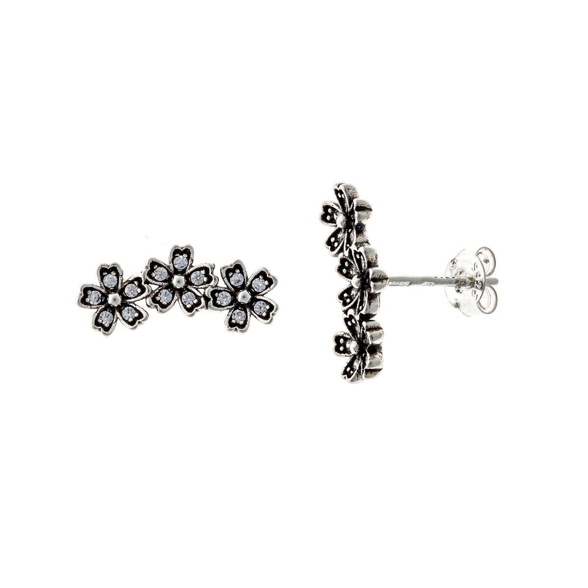Pendientes de plata de ley con forma de flor