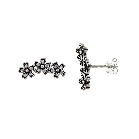Pendientes de plata de ley con forma de flor