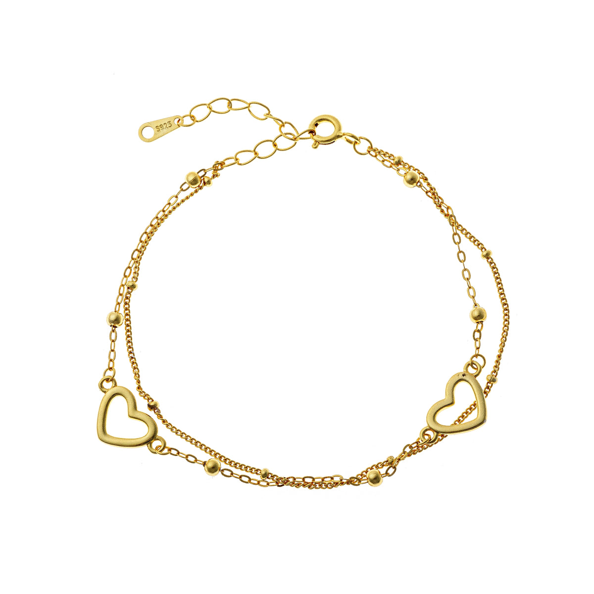 Pulsera de corazón de plata de ley