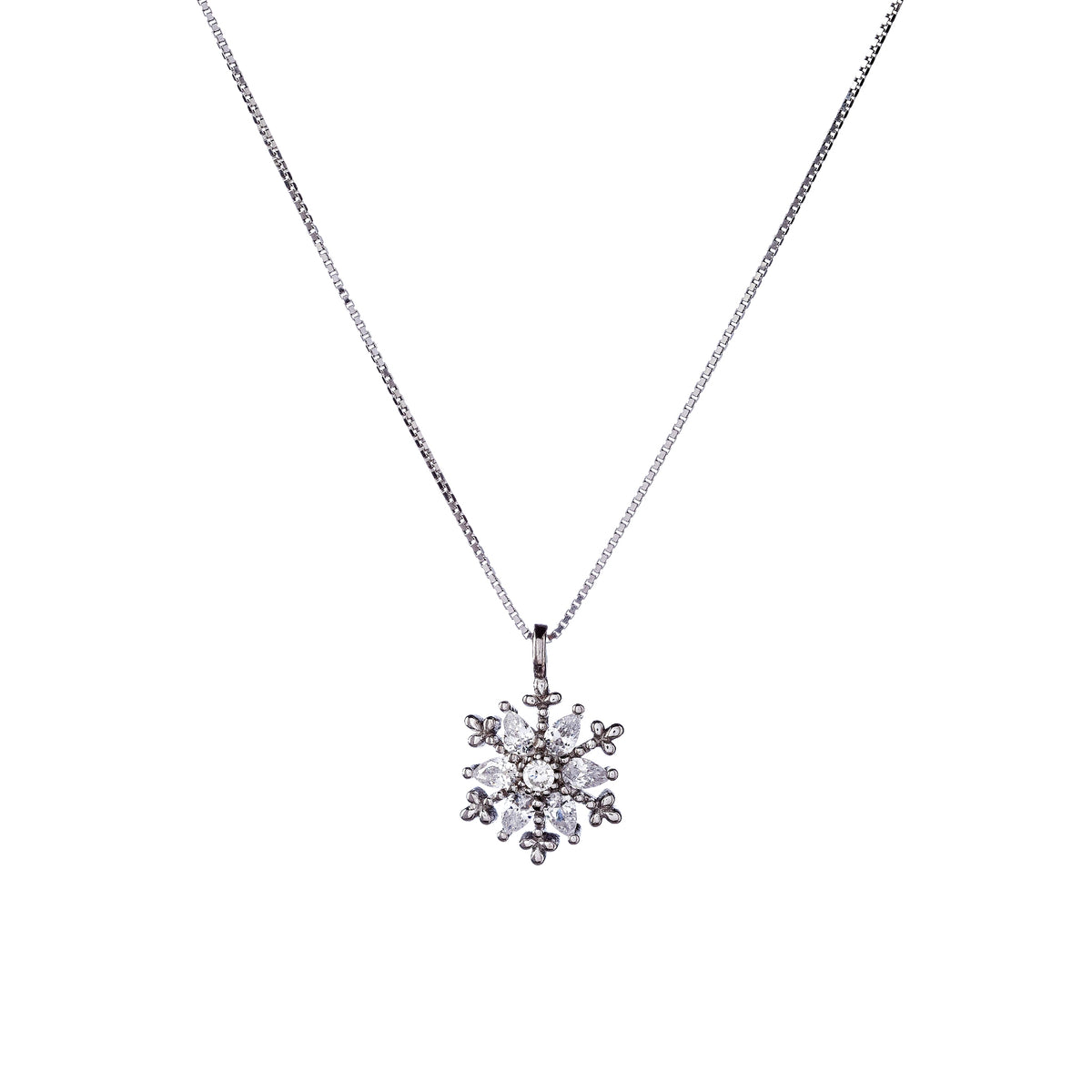 Collar de copo de nieve de plata de ley