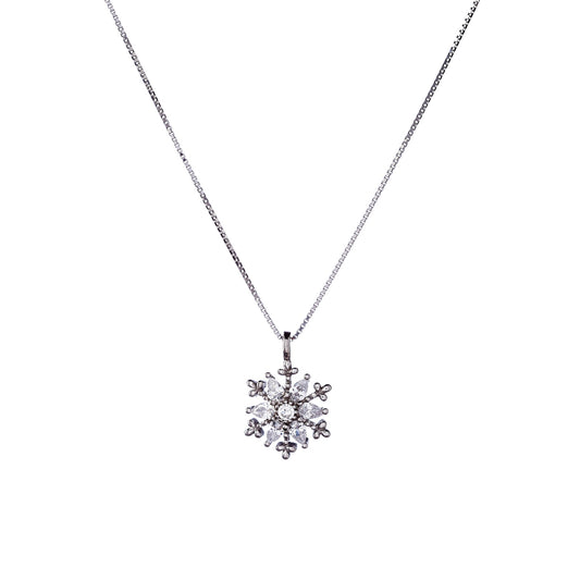 Collar de copo de nieve de plata de ley