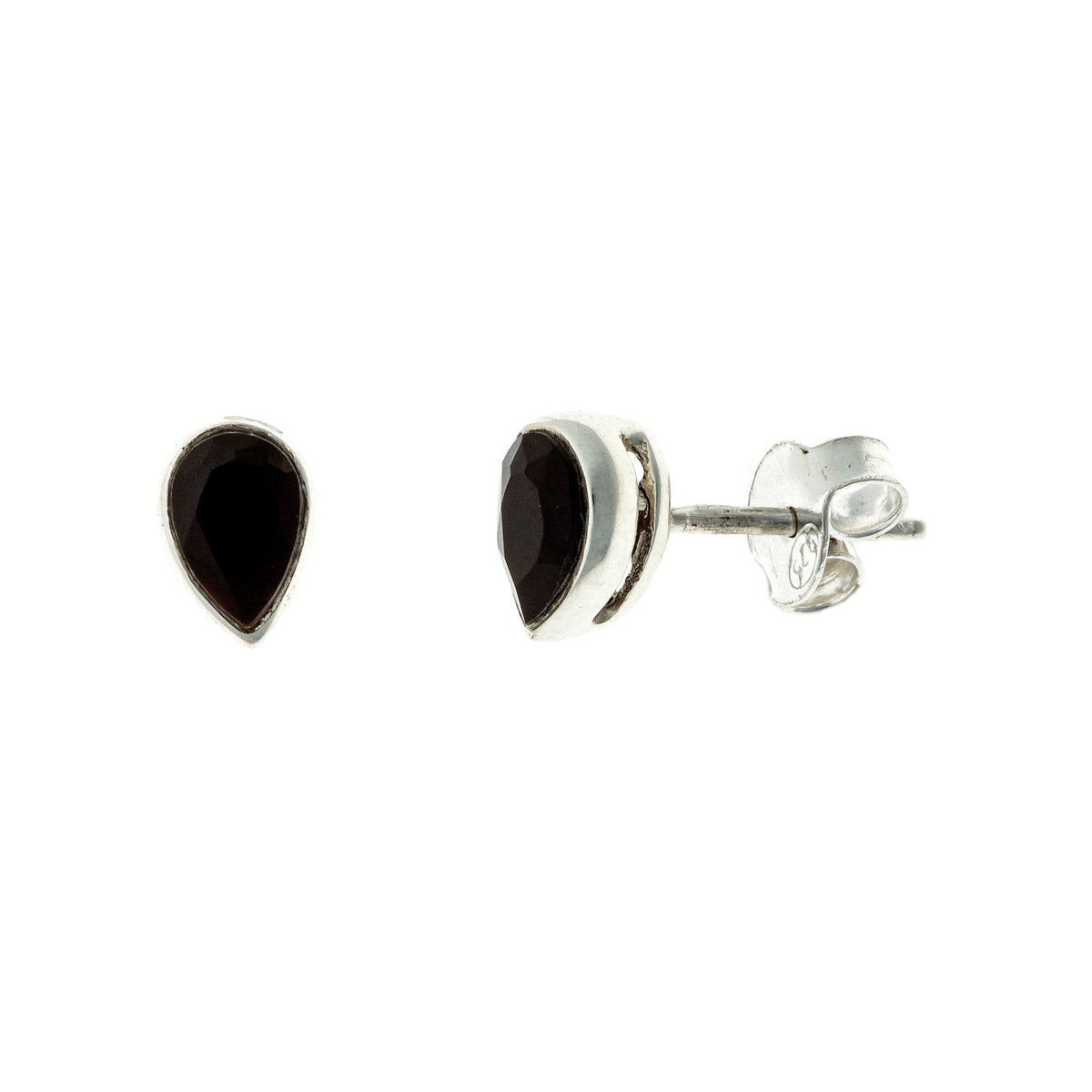 Pendientes de plata de ley con ónix negro