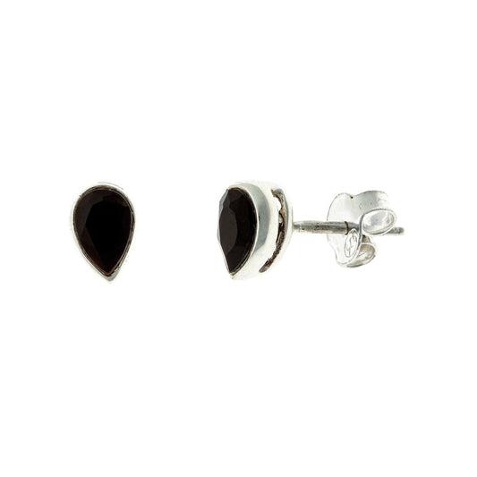 Pendientes de plata de ley con ónix negro