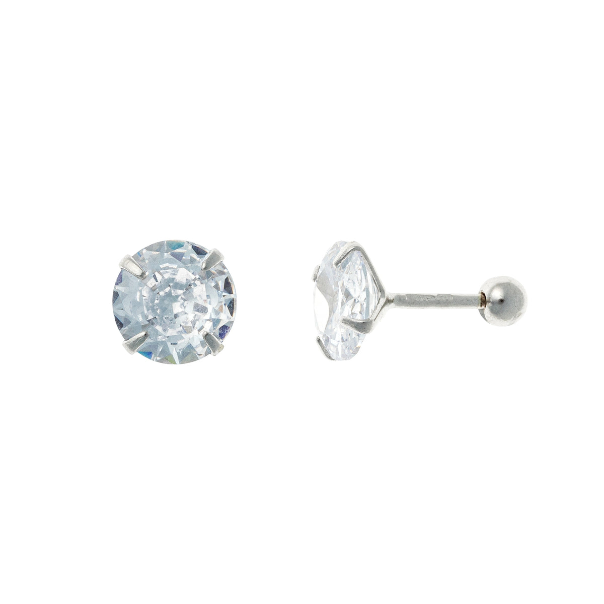 Aretes con Circonita Cúbica de Plata Fina de 3 a 7 mm