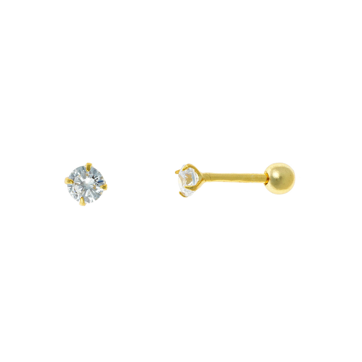 Aretes con Circonita Cúbica de Plata Fina de 3 a 7 mm