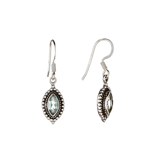 Pendientes colgantes de topacio azul de plata de ley